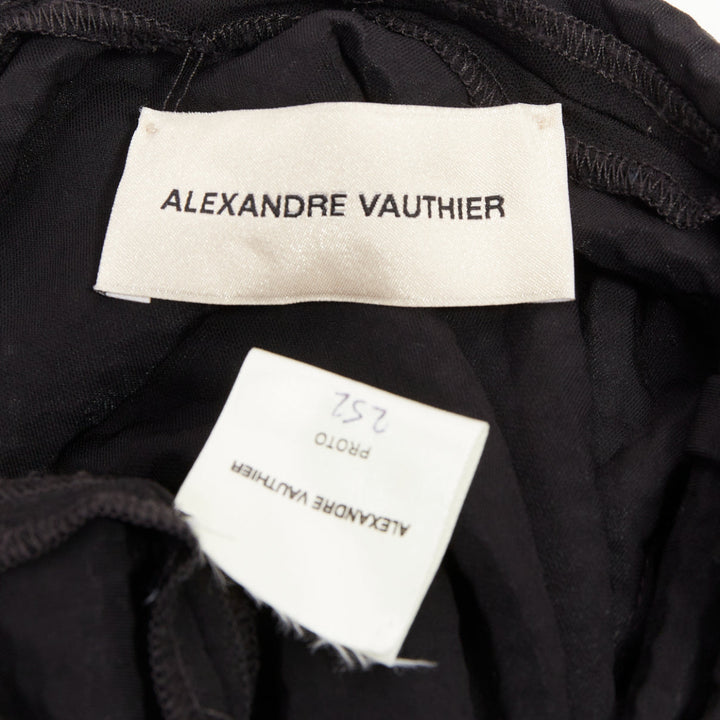 ALEXANDRE VAUTHIER black strass crystal embellished asymmetric draped mini dress