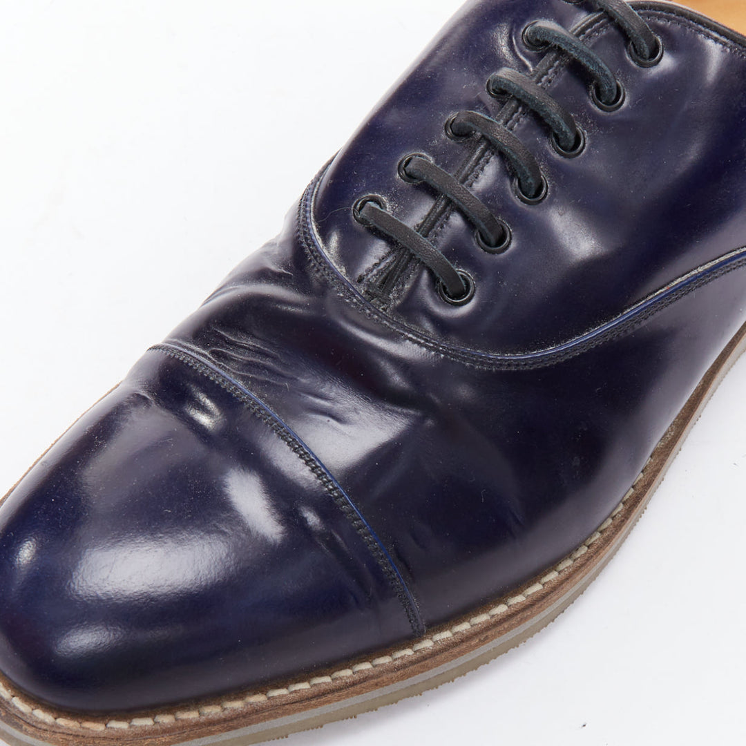 CHURCH'S Hirst navy leather lace up derby dress shoe UK8 EU42