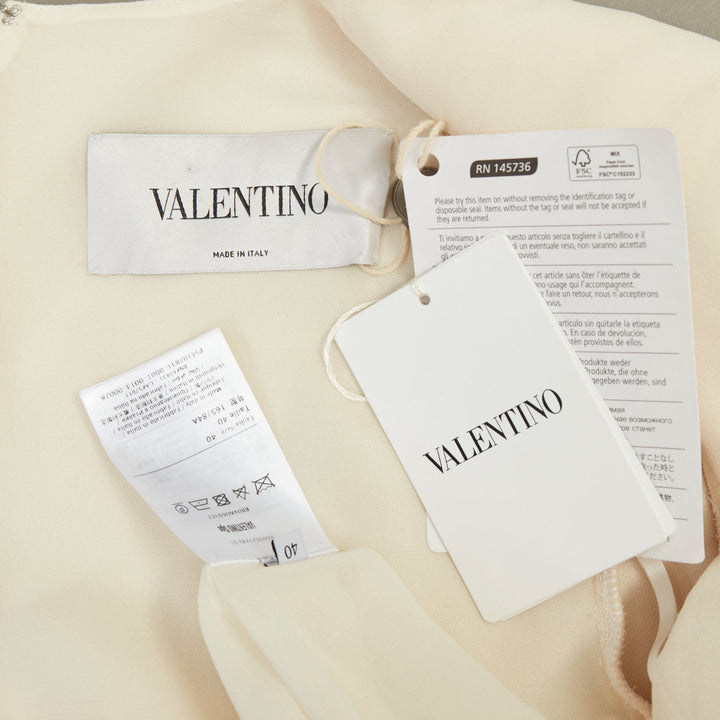 VALENTINO 2018 Bridal Couture Crepe ivory macrame lace hem cocktail dress IT40 S