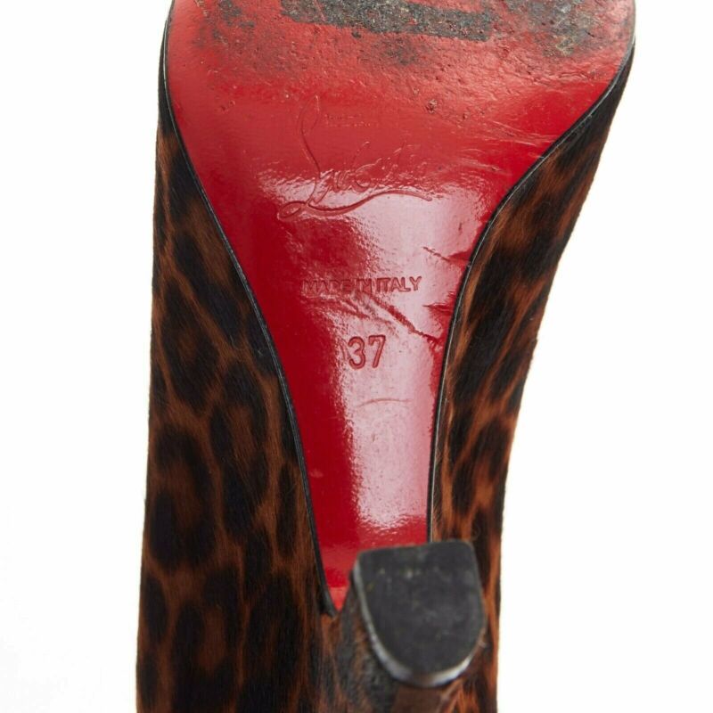 CHRISTIAN LOUBOUTIN Morphing 100 brown leopard calfskin demi wedge heel EU37 US7