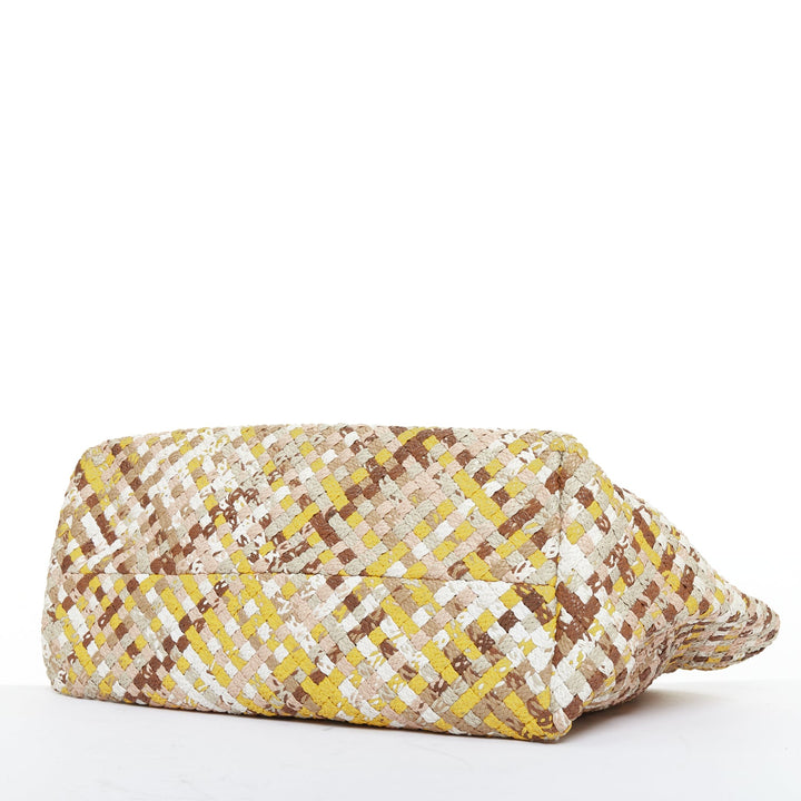 BOTTEGA VENETA Limited Edition Cabat Intrecciato yellow pink cream tote bag