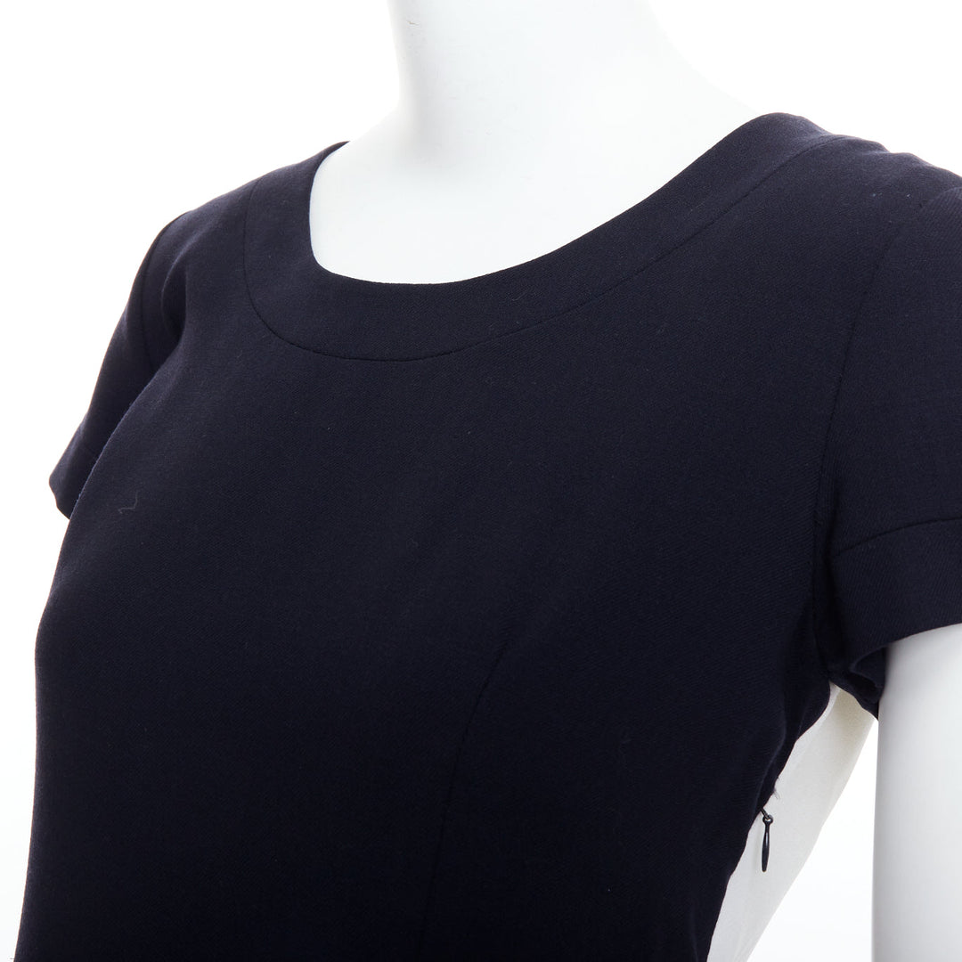 rare GIANFRANCO FERRE Vintage navy white suspender panelled dress IT40 S