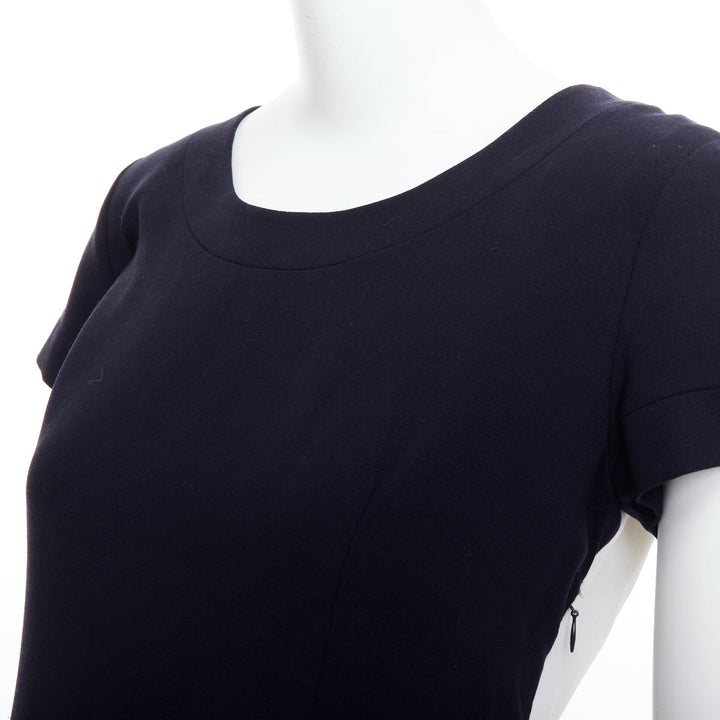 rare GIANFRANCO FERRE Vintage navy white suspender panelled dress IT40 S