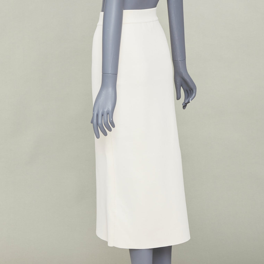 ALEXANDER MCQUEEN 2020 ivory viscose knit ruffle trim asymmetric midi skirt XS