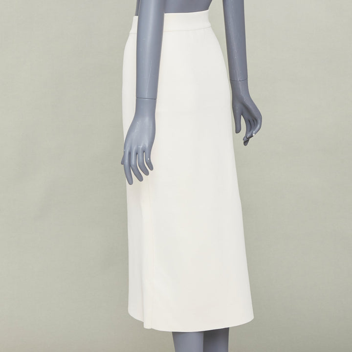 ALEXANDER MCQUEEN 2020 ivory viscose knit ruffle trim asymmetric midi skirt XS