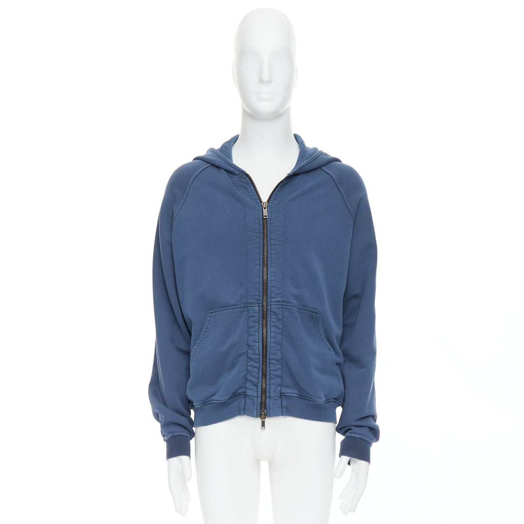 Male mannequin wearing Haider Ackermann Perth Blue Cotton Men Hoodies in Size  XS | Available at JHROP