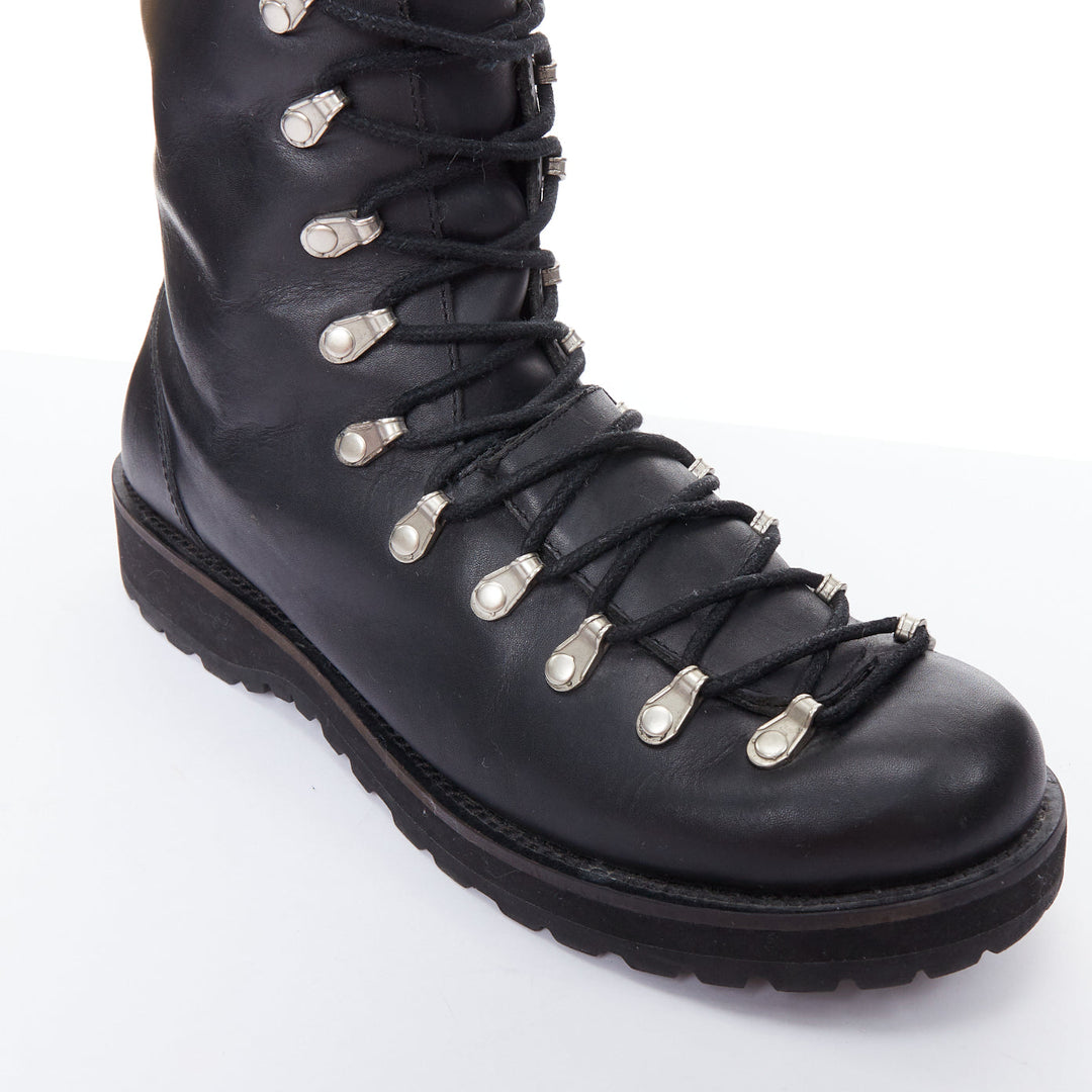 rare YOHJI YAMAMOTO black leather silver eyelet combat hiker boots JP3 EU41