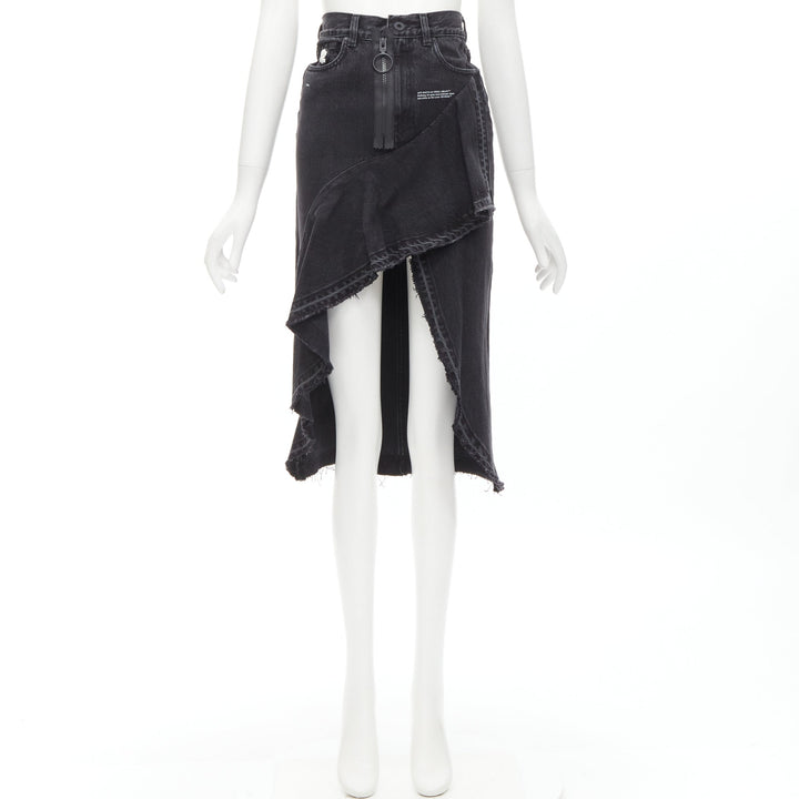 OFF WHITE C/O VIRGIL ABLOH black denim wrap front high low skirtS