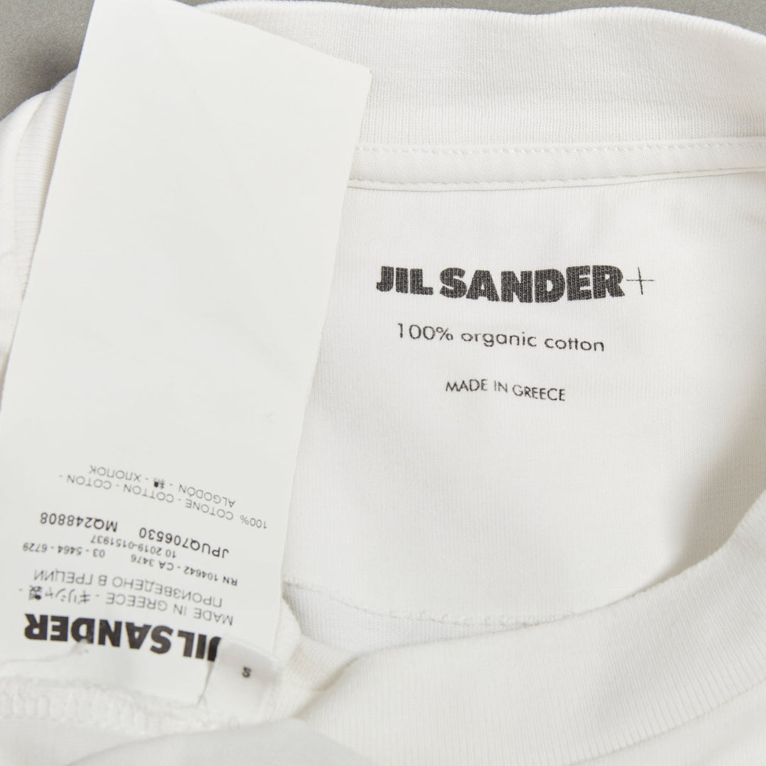 JIL SANDER Set of 3 white cotton black logo patch crew neck tshirt S