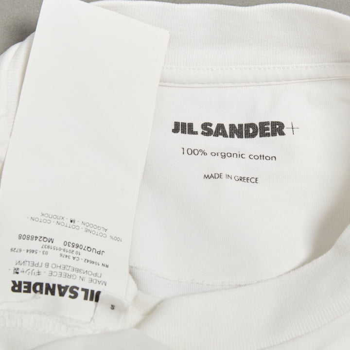 JIL SANDER Set of 3 white cotton black logo patch crew neck tshirt S