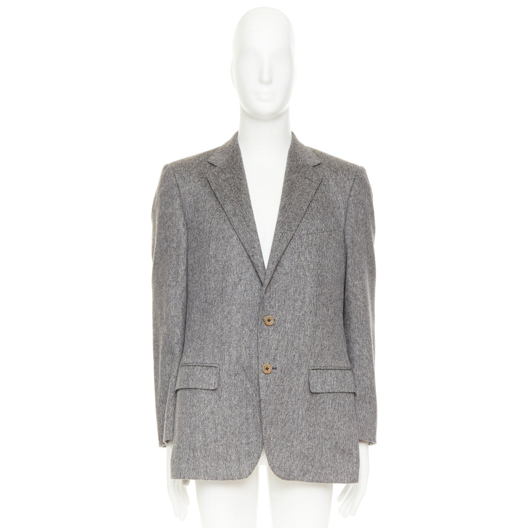 VERSACE 100% cashmere grey flap pocket 2-button unstructured blazer EU50 L