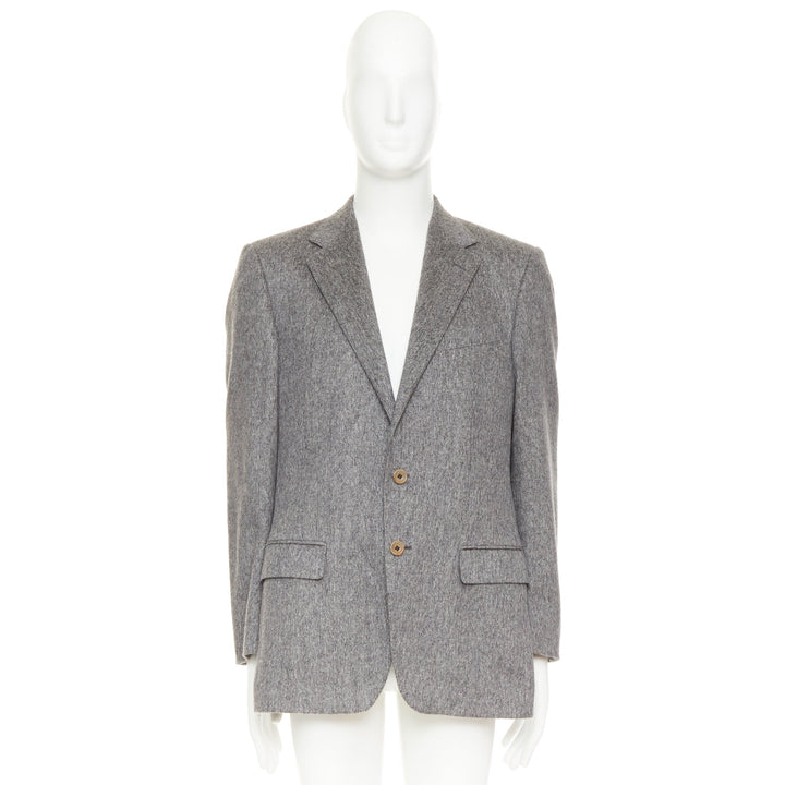 VERSACE 100% cashmere grey flap pocket 2-button unstructured blazer EU50 L