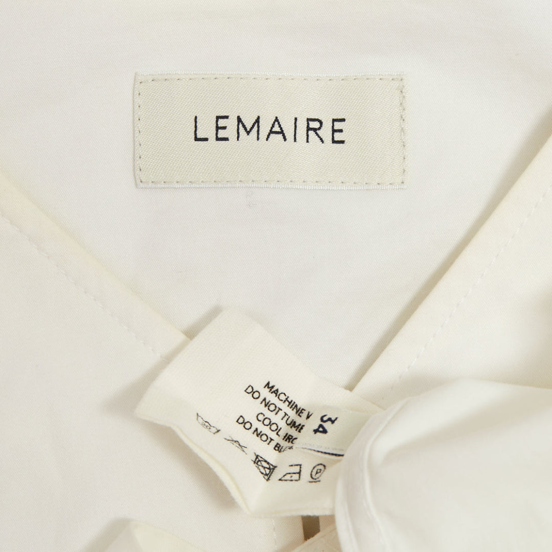 LEMAIRE 2020 Bib Panel Split Neck optical white cotton blend minimal top FR34 XS