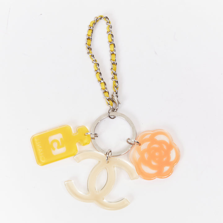 CHANEL 07P multicolor resin No.5 perfume camellia camellia keychain bag charm