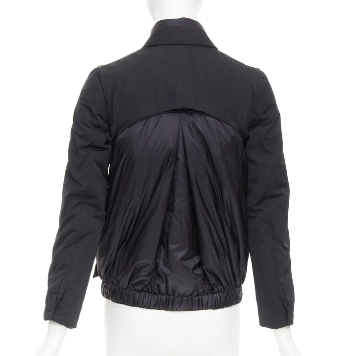 MONCLER G32-003 black layered down filled puffer tuxedo blazer top