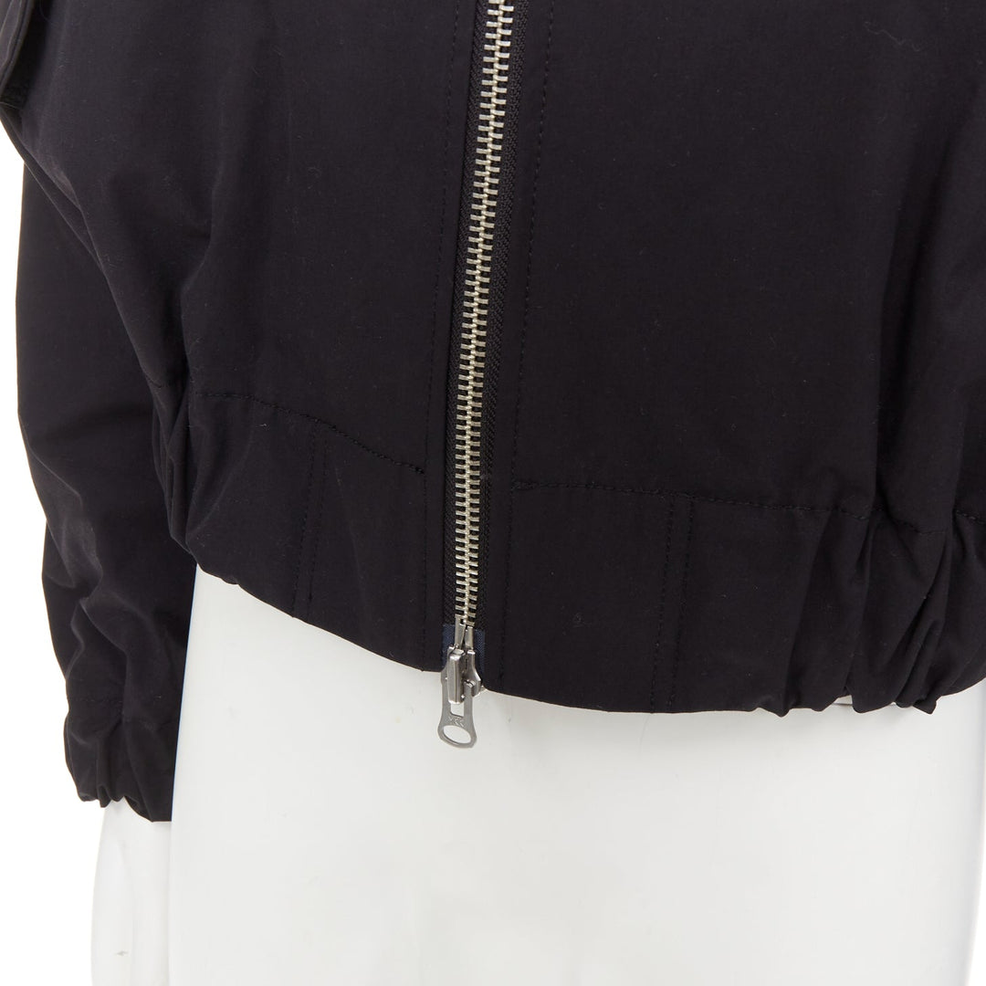 KARMUEL YOUNG Molded Bulk  black stiff cotton zipped crop bomber jacket IT48 M