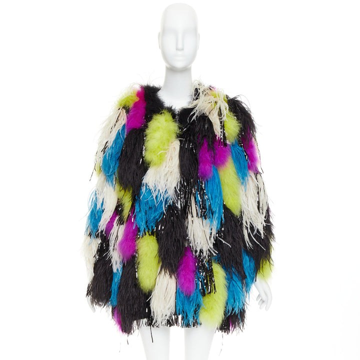 rare ALEXANDRE VAUTHIER COUTURE SS2022 Runway Maison Lemarie ostrich tinsel coat