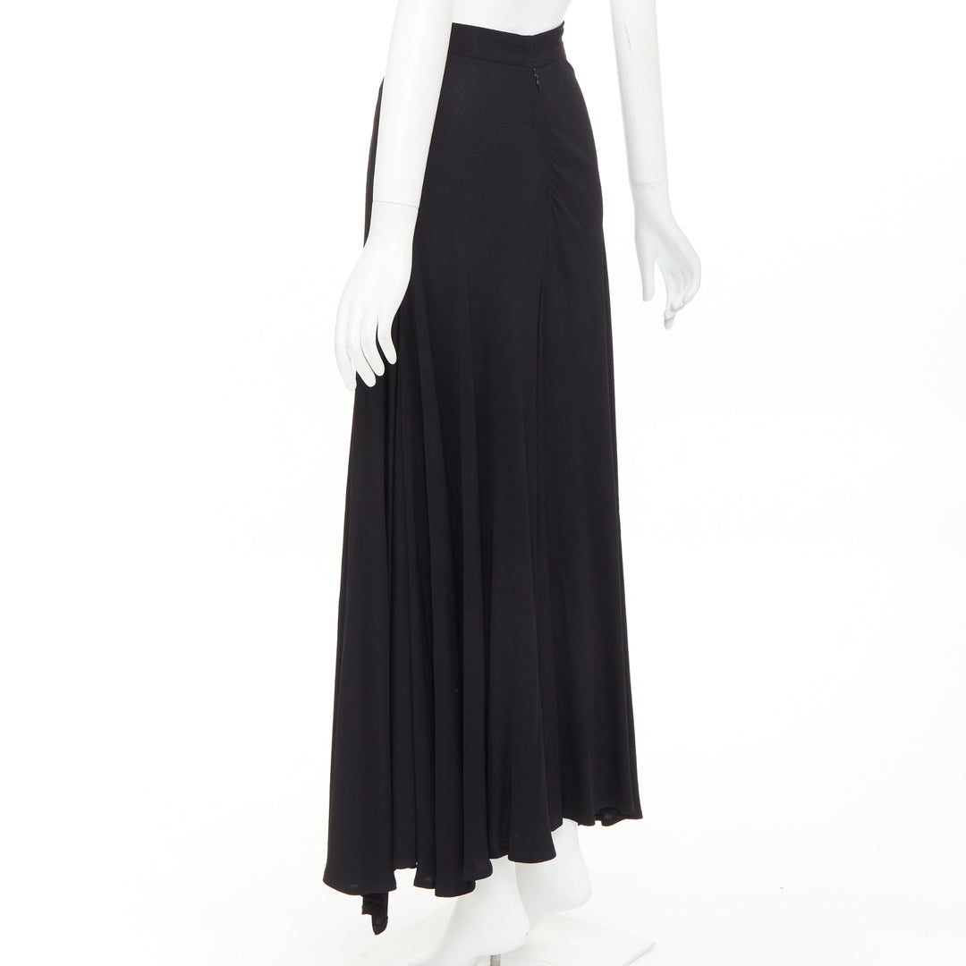 ROSETTA GETTY black viscose front inverted pleat slitted harem pants US0 X