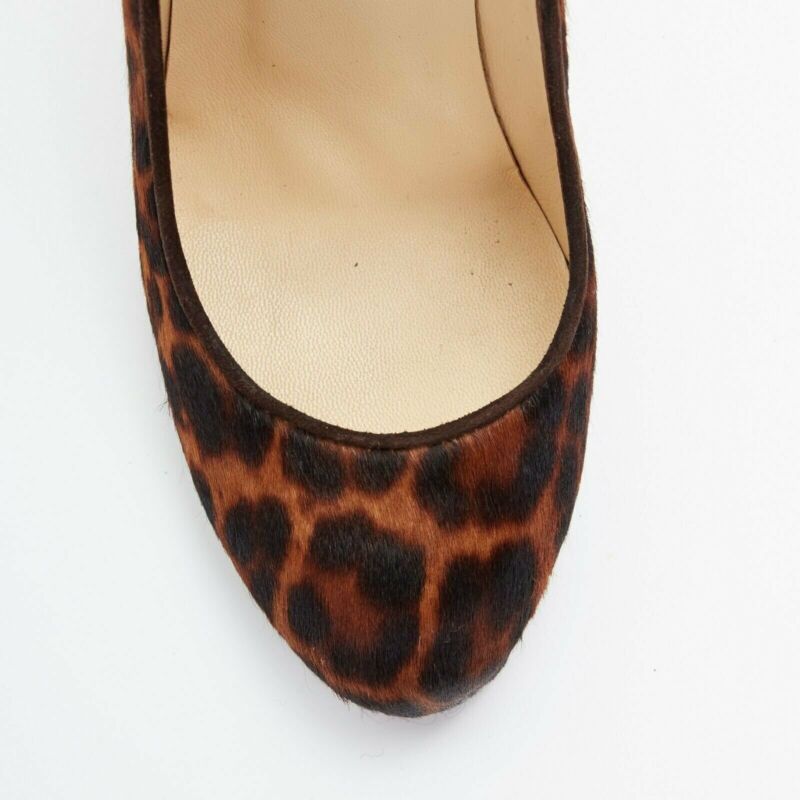 CHRISTIAN LOUBOUTIN Morphing 100 brown leopard calfskin demi wedge heel EU37 US7