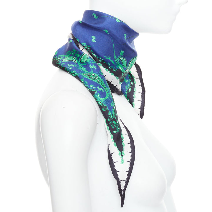 HAIDER ACKERMANN 2017 Runway blue green paisley print triangle scarf