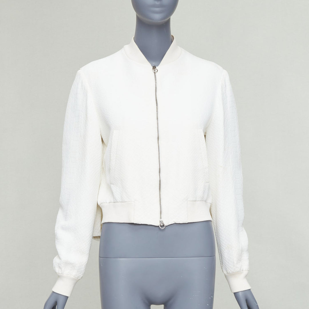 STELLA MCCARTNEY 2013 white scale jacquard cropped bomber IT40 S