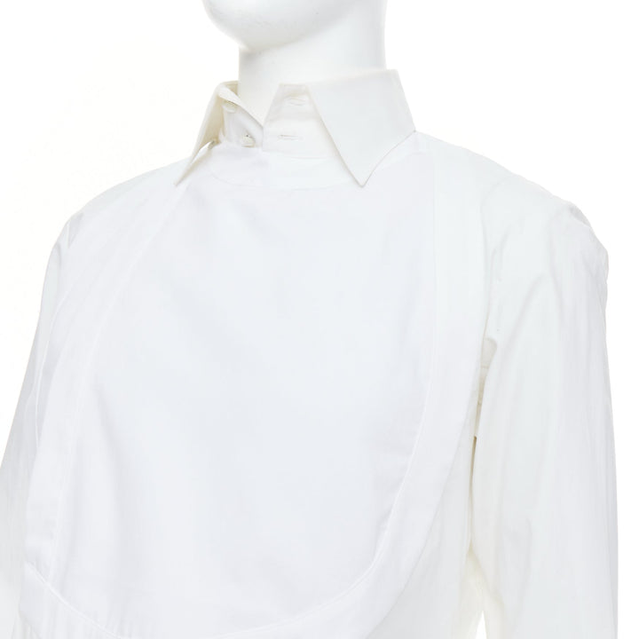 VIVIENNE WESTWOOD MEN white cotton orb logo embroidered bib shirt Sz3