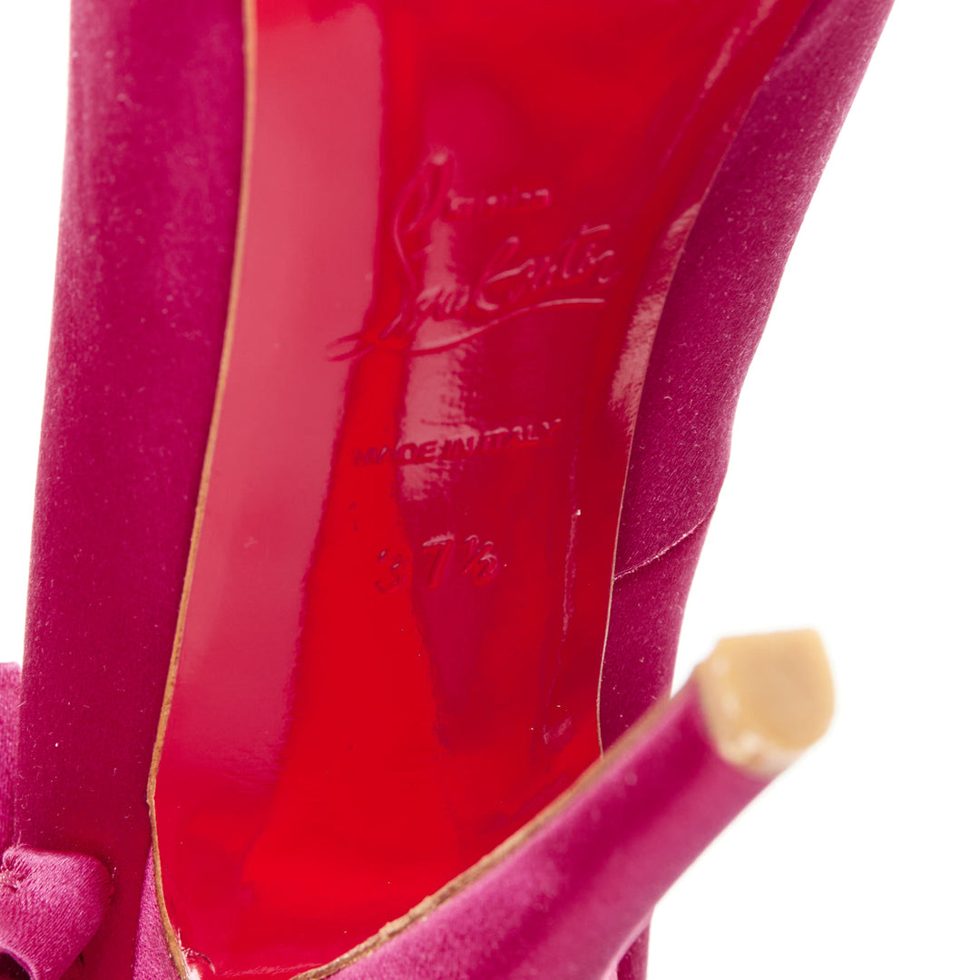 CHRISTIAN LOUBOUTIN Escandria 120 Satin cranberry pink ruffle platform EU37.5