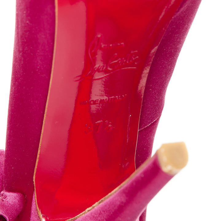 CHRISTIAN LOUBOUTIN Escandria 120 Satin cranberry pink ruffle platform EU37.5