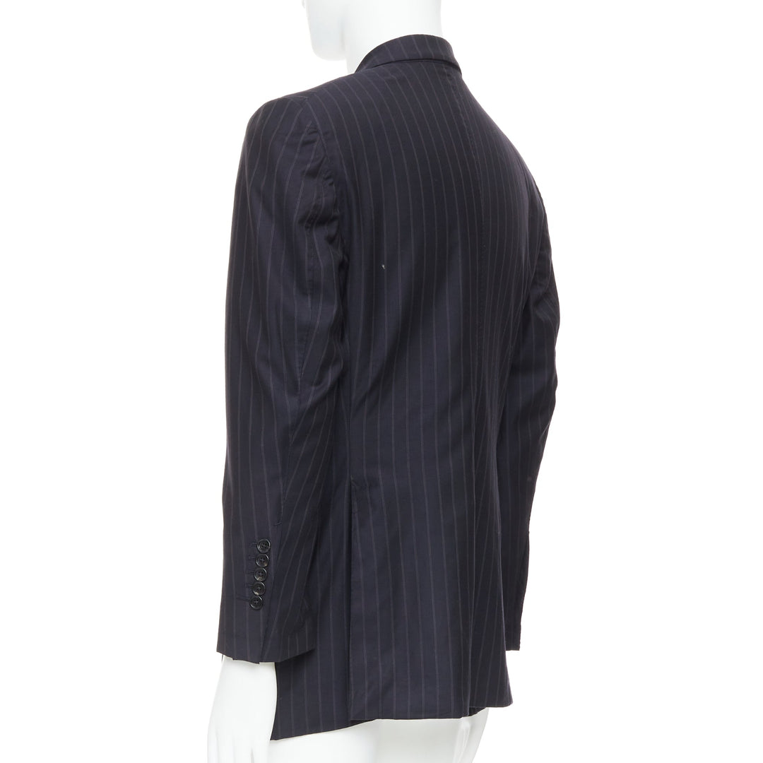 TOM FORD Windsor black wool silk pinstripe flap pocket blazer IT50 L