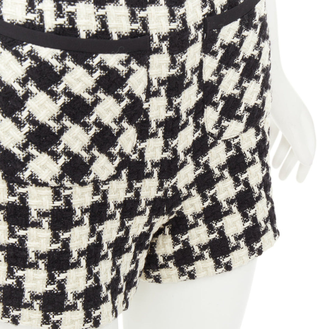 VALENTINO 2024 black white houndstooth tweed slash pocket shorts IT 36 XXS