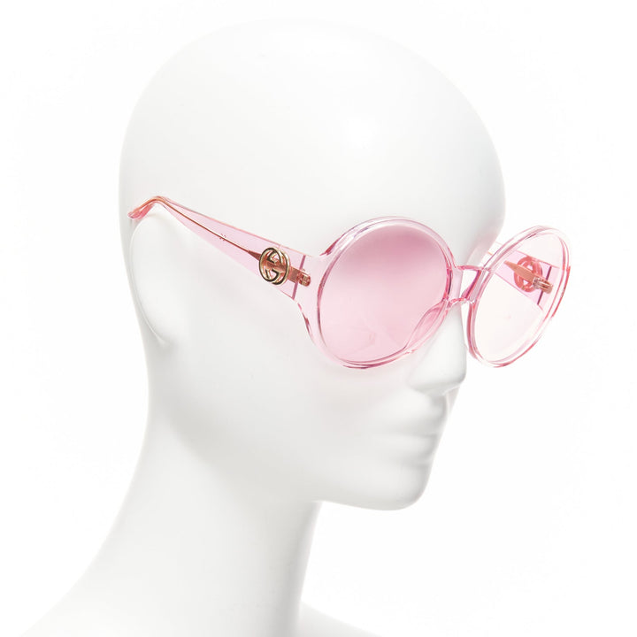 GUCCI Alessandro Michele GG0954S pink hue round frame oversized sunnies