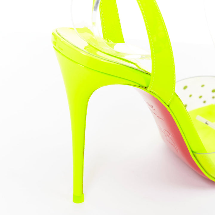 CHRISTIAN LOUBOUTIN Spikaqueen 100 yellow PVC strass degrade pump EU36.5 US6.5