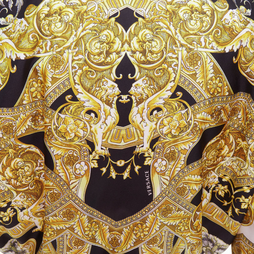 VERSACE 100% silk white gold Barocco chain print cropped bomber IT40 S