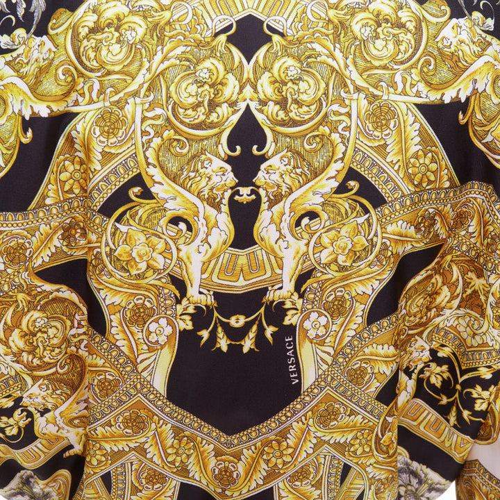 VERSACE 100% silk white gold Barocco chain print cropped bomber IT40 S