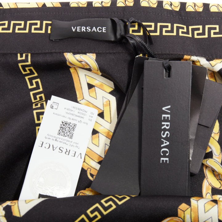 VERSACE 100% silk black gold Medusa Chains cuban link printed shirt IT54 XXL