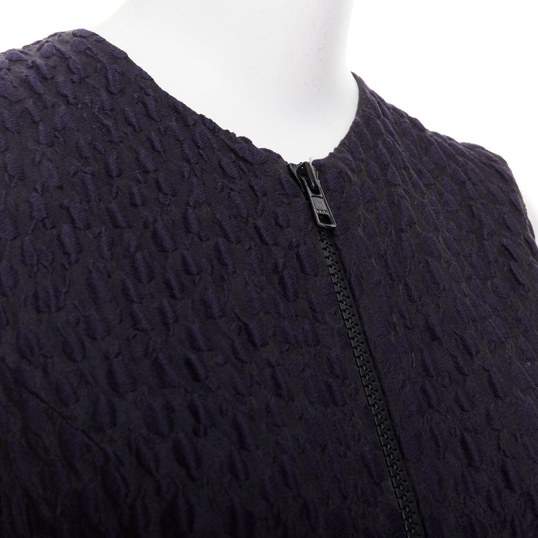JOURDEN ANAIS navy blue black wool blend cloque fit flare cocktail dress FR38 M