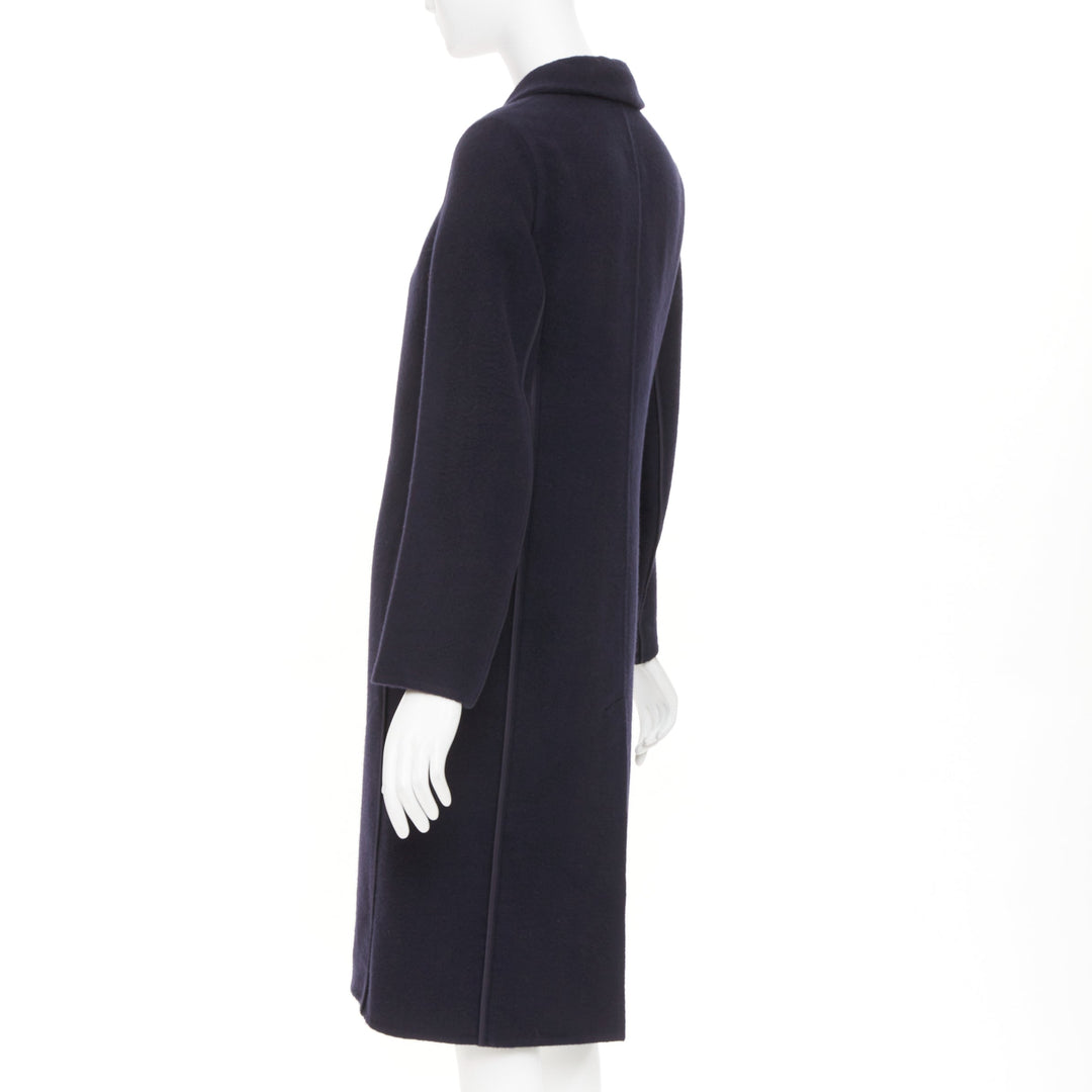 HERMES solid black double face pure cashmere single breasted outerwear FR34 XS