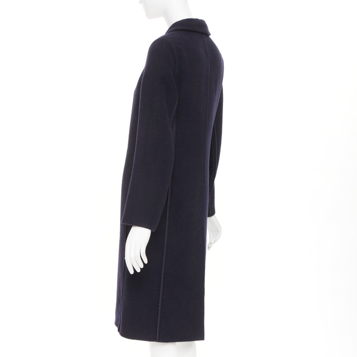 HERMES solid black double face pure cashmere single breasted outerwear FR34 XS