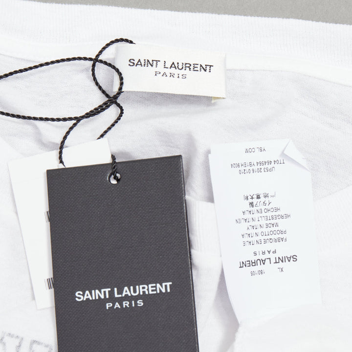 SAINT LAURENT 2016 cream universite print oversized reversed tshirt XL