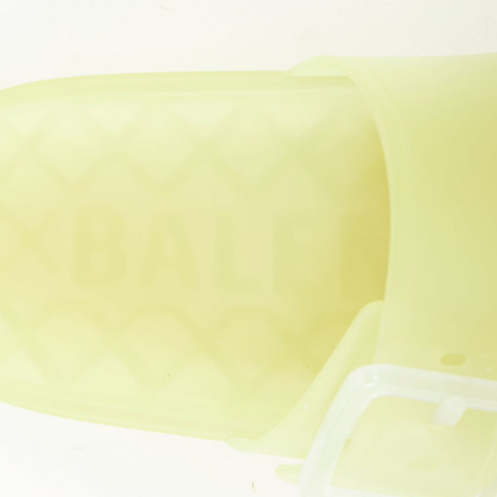 BALENCIAGA 2021 Mallorca transparent yellow rubber dual buckle slide sandal EU38