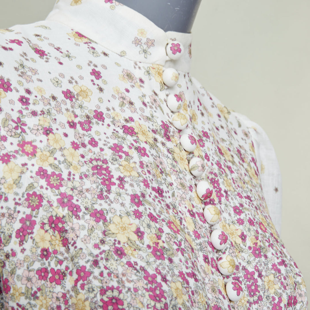 ZIMMERMANN 2020 Carnaby micro flower print white pink linen mini dress Sz1 S