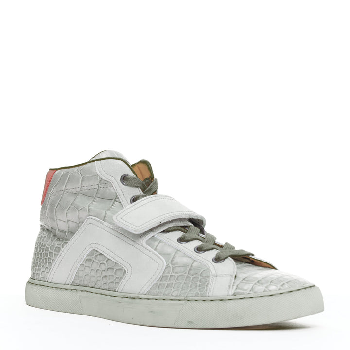 HERMES grey croc leather colorblock high top sneaker EU41.5 Kanye West