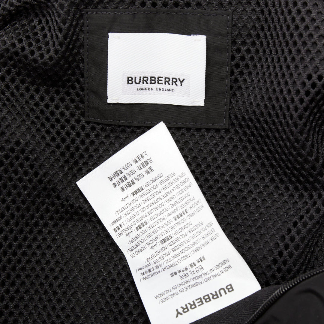 BURBERRY black nylon logo trim hooded windbreaker jacket IT34 XXS