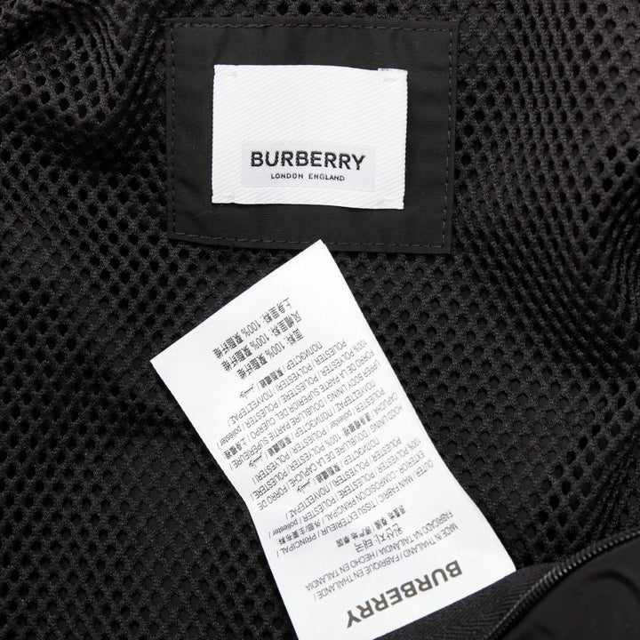 BURBERRY black nylon logo trim hooded windbreaker jacket IT34 XXS
