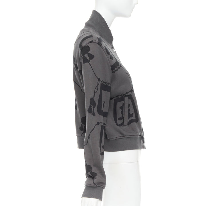 HERMES  2021 Poste et Cavalerie grey black rope print bomber jacket FR42 XL
