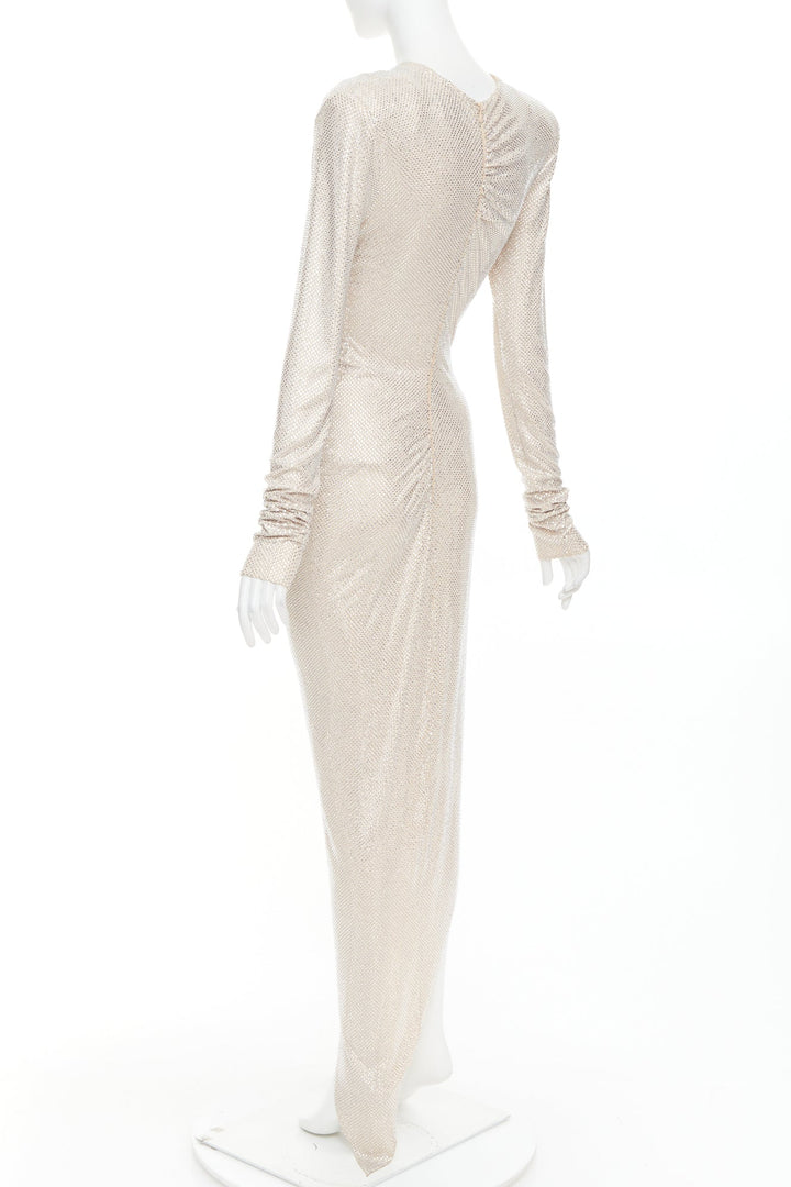 ALEXANDRE VAUTHIER Bridal ivory diamond strass crystal asymmetric draped dress