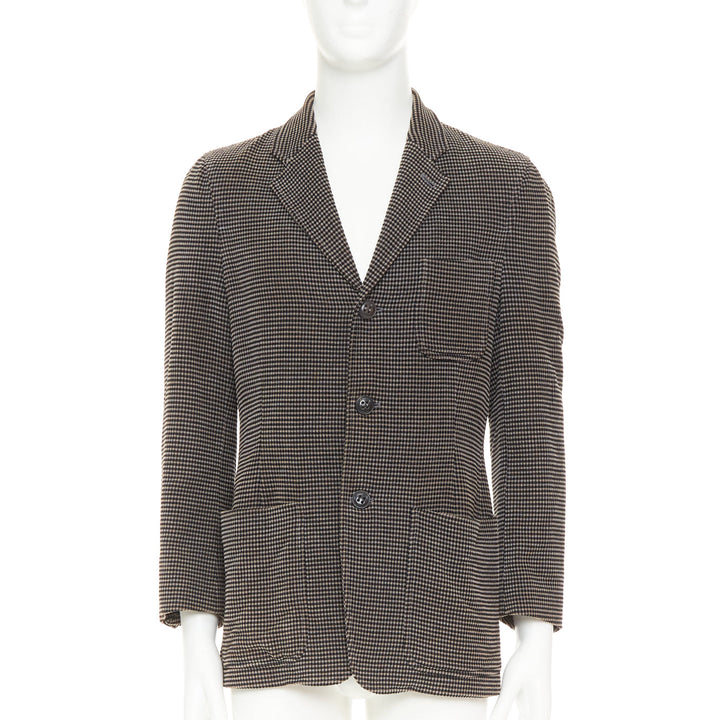 GIORGIO ARMANI brown black cotton blend micro-check 3 pockets blazer  IT46 S