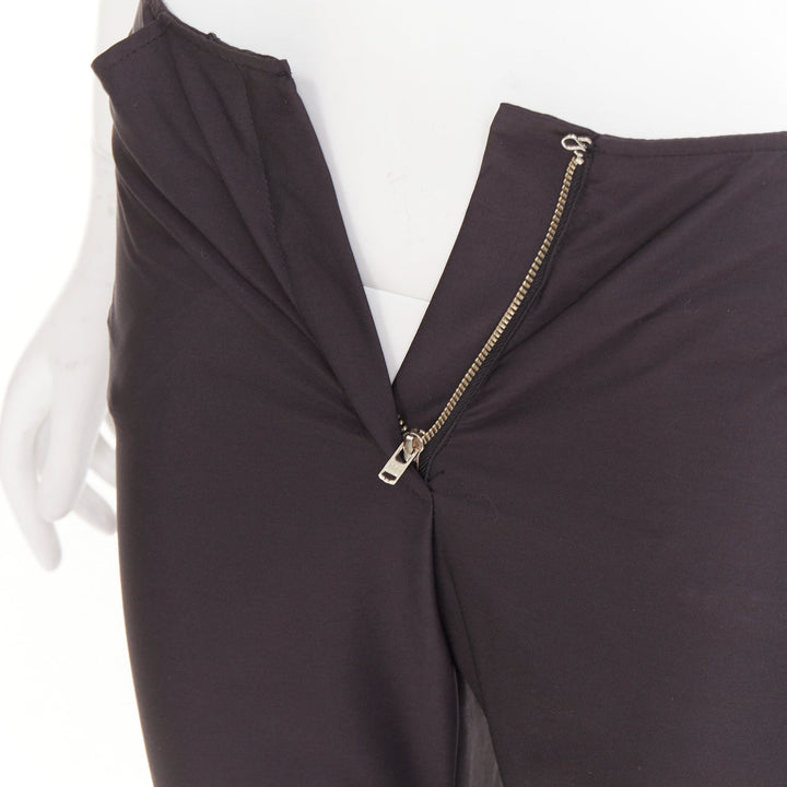 HELMUT LANG black nylon zip fly rolled cuffed flare pants IT40 S