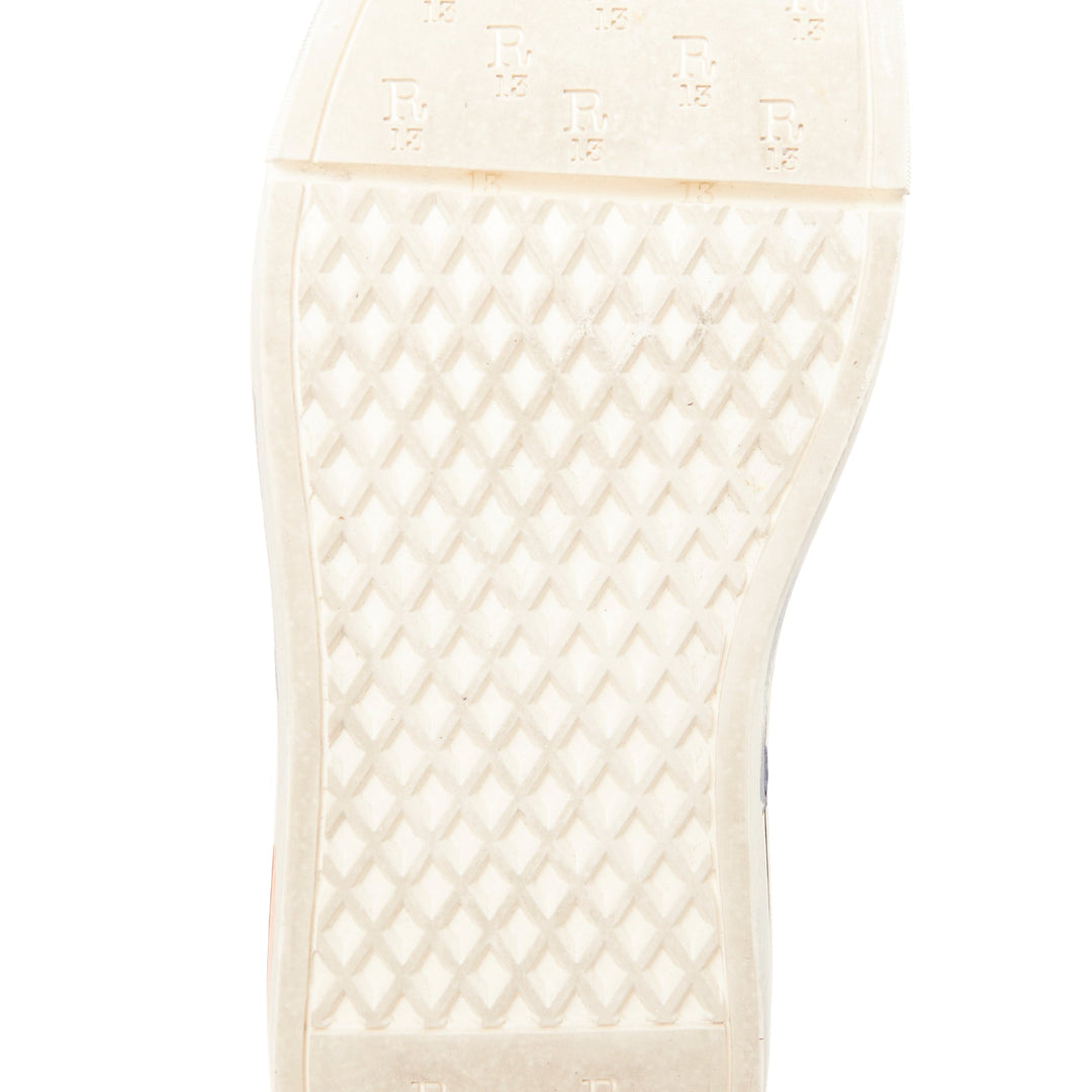 R13 Kurt beige grey leopard print orange paint effect platform high sneaker EU38