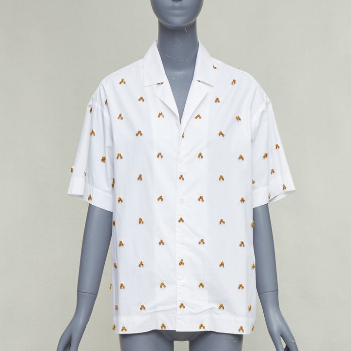 JACQUEMUS 2021 L'amour La Chemise Ble white glass embellished shirt FR34 XS